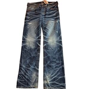 NWT AFFLICTION Black Premium Denim Jeans Trenton SAMPLE Distressed Holes 32